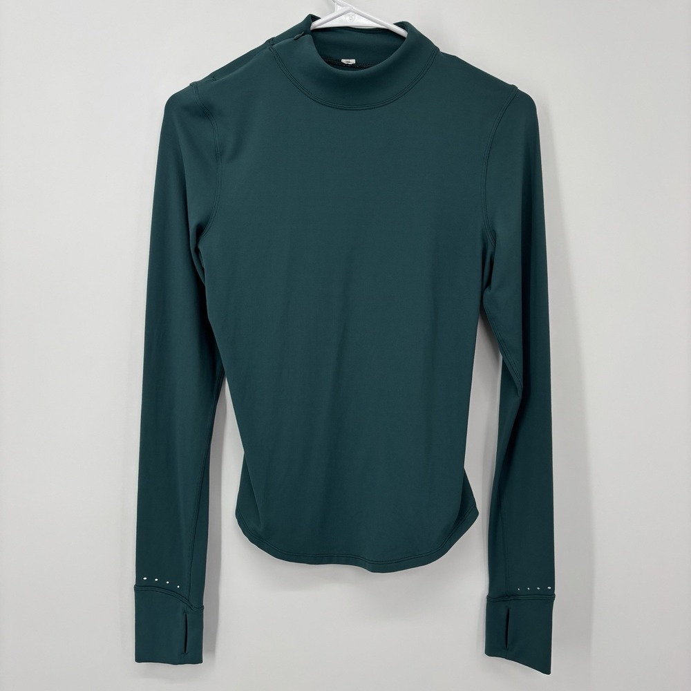 Lululemon Rulu Running‎ Long Sleeve Mock Neck Shirt Green Jasper Women's Size 4